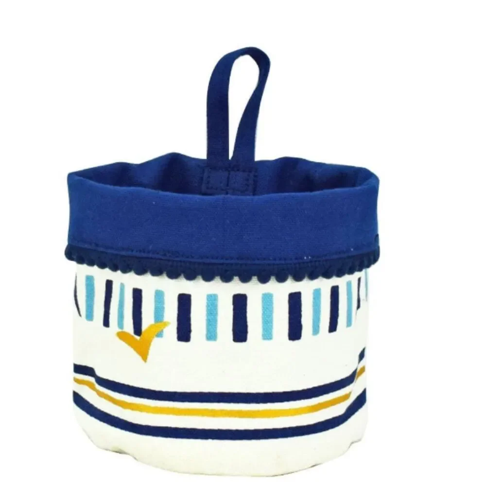 Love Vivid Coastal‎ Stripe Canvas Storage Pots S/3 NWT